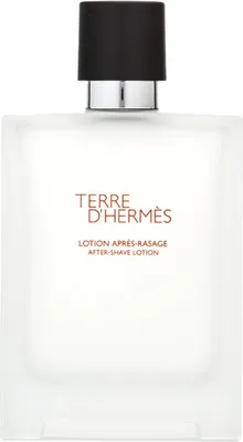 A front view of a Hermès Terre D'Hermès After-Shave Lotion bottle.