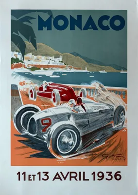 Image de Monaco 1936 - Lithographie - 70x100cm Affiche Poster