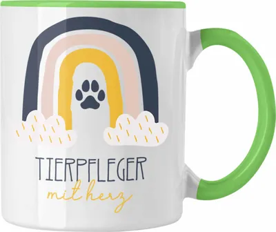 Produktbild von Trendation - Tierpfleger Tasse Geschenk Danke Kaffeetassse Geschenkidee für Tierpfleger Zoo mit Herz Spruch (Grün)