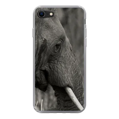 Produktbild von MuchoWow® Handyhülle Schutzhülle Hülle für iPhone SE 2022 Elefant - Tiere - Schwarz - Weiß Silikon Softcase Handy Hülle - Schutzhülle