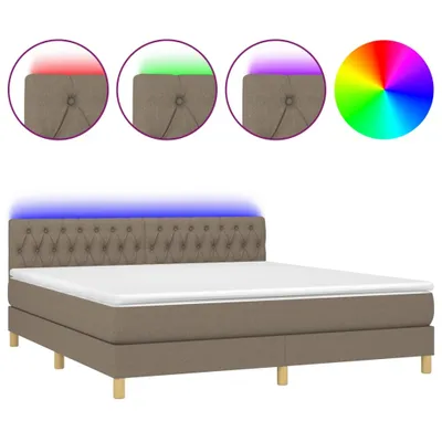 Produktbild von vidaXL Boxspringbett mit Matratze & LED Taupe 160x200 cm Stoff