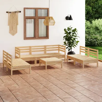 Produktbild von The Living Store 8-tlg. Garten-Lounge-Set Massivholz Kiefer
