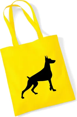 Produktbild von Huuraa Jutebeutel Dobermann Silhouette 10 Liter Yellow Baumwolle Tasche Geschenkidee