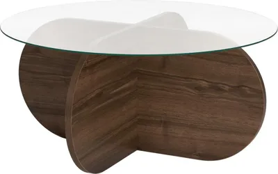 Image de Table basse en bois "Aeris" - 75 x 75 x 35 cm - NoyerTransparent