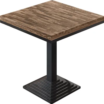 Produktbild von MPY | Bistro Massiv Tisch | Quadratisch | 80 x 80 x 81 cm | Walnuß / Schwarz | Bistrotisch Gastro Tisch