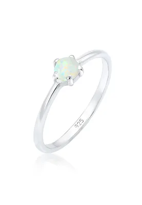 Produktbild von Elli Ring Damen Band Basic Geo mit Synthetischem Opal 925 Sterling Silber