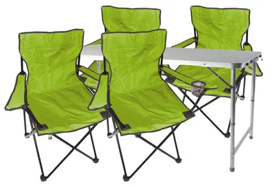 5-teiliges Campingmöbel Set Lime Tisch höhenverstellbar +Stühle