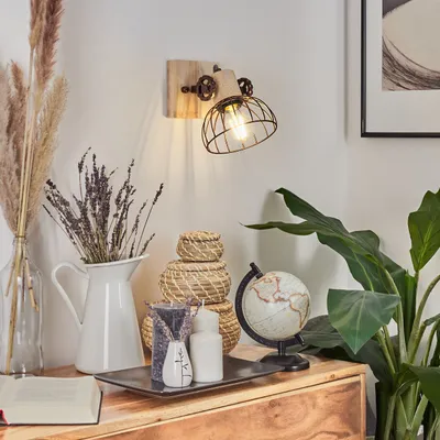 Produktbild von Cotes »Cotes« Wandlampe aus Holz/Metall in Natur/Rost m. Lichteffekt