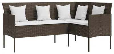 Produktbild von vidaXL Sofa in L-Form mit Kissen Poly Rattan Braun