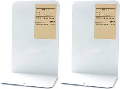 Produktbild von Famanu Bücherstützen für Regale - 1 Paar Weiß