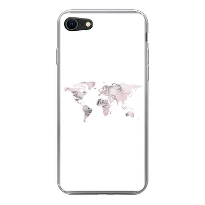 Produktbild von MuchoWow® Handyhülle Schutzhülle Hülle für iPhone 7 Weltkarte - Marmor - Grau Silikon Softcase Handy Hülle - Kartenhalter