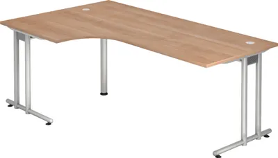 Produktbild von bümö Schreibtisch Serie-N - Nachbildung: Nussbaum, Größe: Eckschreibtisch 200 x 120 cm
