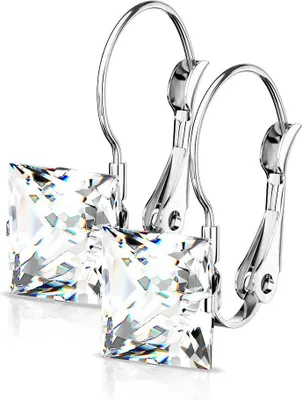 Produktbild von edle Damen Edelstahl Ohrstecker Ohrringe Ohrhänger Quadratisch Autiga® silber-klar