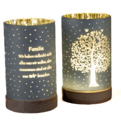 2er Set Dekolicht LED Pusteblume mit Spruch und Timer 20 cm Stimmungslicht
