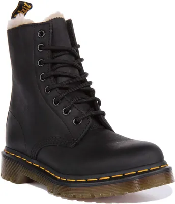 Produktbild von Dr Martens 1460 Serena Frauen Leder Faux Pelz gefüttert Schnürung Stiefel Schwarz – undefined / Schwarz
