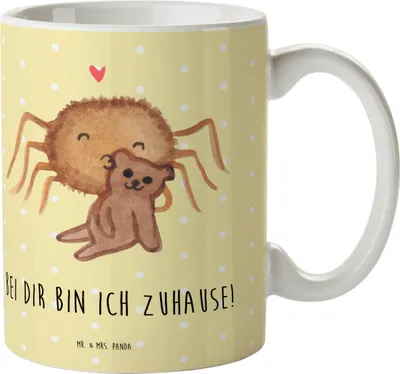 Produktbild von Mr. & Mrs. Panda Haferl Spinne Agathe Teddy - Gelb Pastell - Geschenk, Verliebt, Plastikbecher, Dankeschön, Treue, Pott, Kinderbecher, Trinklernbecher, Mehrwegbecher