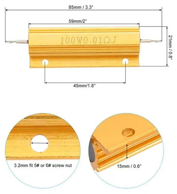 Produktbild von 100W 0,01 Ohm Widerstand Sortiment Kit Aluminium Geh?use Widerst?nde Set, 4 Stš¹ck Aluminum Widerstand Set mit Schrauben Draht Widerst?nde Resistor Kit mit 5% Toleranz, Golden