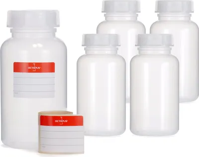 Produktbild von 5x 500 ml Weithalsflasche mit Deckel, naturfarben, rund, G 50