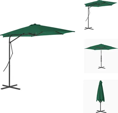 Image de vidaXL Parasol avec mât en acier 300 cm Vert - Parasols & ombrelles
