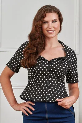 Produktbild von Banned Alternative Bluse Damen Marion polka dot blouse schwarz M