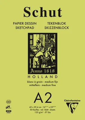 Produktbild von Clairefontaine Skizzenblock A2 50 Blatt weiß telfeine Körnung SCH11802C