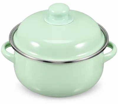 Emaille Soeppan 1,7 L grün mit Deckel Doppelgriff