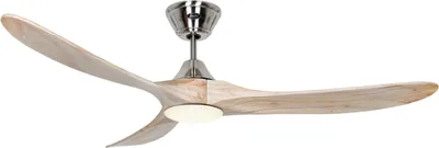 Zdjęcie produktu dla Energooszczędny wentylator sufitowy z oświetleniem LED i pilotem Eco Genuino-L szczotkowany chrom / naturalne drewno 152 cm