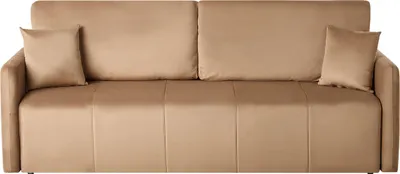 Produktbild von BELIANI Schlafsofa Hellbraun Samtstoff 3-Sitzer Gepolstert mit 2 Kissen Klappbar Schlafcouch Bettsofa Polstersofa für Wohnzimmer