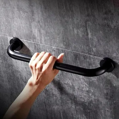 Productafbeelding van Zwarte handgreep, 50 cm, voor trappen, douche, wandmontage, geschikt voor badkamer, douchewc