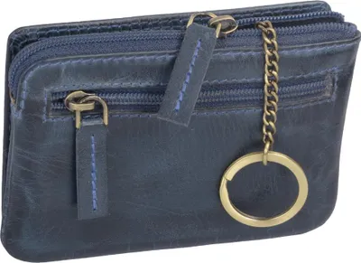 Produktbild von Blaue Leder Schlüsseltasche mit Kartenfächern und Schlüsselring