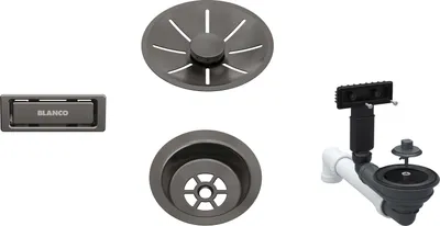 Produktbild von Blanco Ablaufgarnitur-Set, InFino ohne Ablauffernbedienung, satin dark steel, 207424