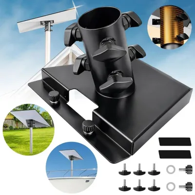 Produktbild von Rohradapter und Masthalterung - Universelle Dachmontageplatte - Für Satellitenantennen - Für Masten 21–45 mm - Schwerlast - Wetterfest