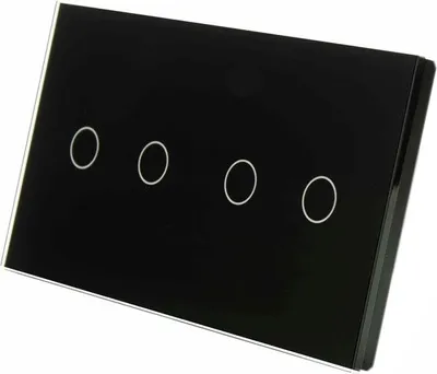 Produktbild von Touchschalter Panel 2+2 Glas schwarz Qtouch Wandschalter ohne Modul