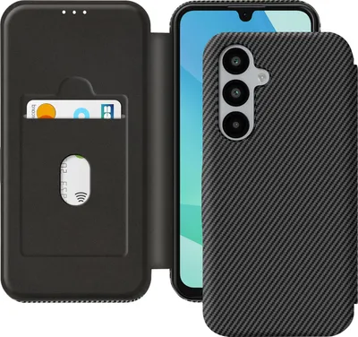Obrázok produktu pre Avizar, puzdro pre Samsung A16 z uhlíkových vlákien a s ochranou proti RFID, čierne