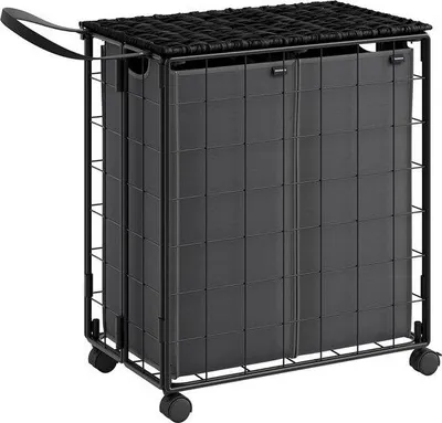 Immagine prodotto di Carrello portabiancheria in metallo - Con ruote e coperchio - 110 L - Grigio