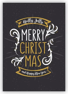 Produktbild von 4x Schicke Weihnachtskarte mit Ornamenten im Kreide Look auch zu Silvester: Holly Jolly Merry Christmas and happy new year