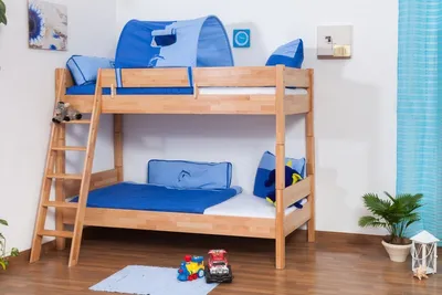 Produktbild von Kinderbett Etagenbett Martin Buche Vollholz natur massiv inkl. Rollrost - 90 x 200 cm, teilbar