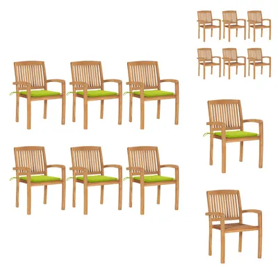 Immagine prodotto di vidaXL Sedie da giardino impilabili con cuscini 6 pz. Legno massiccio teak - sedie da giardino