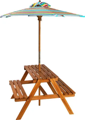 Produktbild von vidaXL Kinder-Picknicktisch mit Sonnenschirm 79x90x60 cm Akazienholz