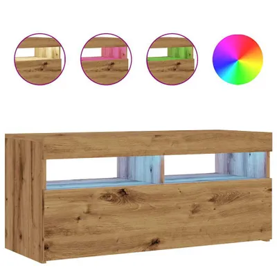 Produktbild von vidaXL TV-Schrank mit LED-Leuchten Artisan-Eiche 90x35x40 cm