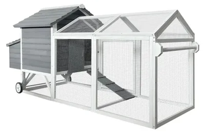 Produktbild von HOME DELUXE Hühnerstall aus Holz FERA - 224 x 107 cm | Großes, wetterfestes Holzgehege mit Auslauf