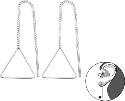 Produktbild von Durchzieher Ohrringe 925 Silber „Triangel Dreieck“ Ketten Ohrhänger