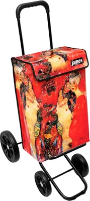 Produktbild von James Einkaufstrolley - KLIMTGIRLS - stabiler Einkaufswagen mit individuellem Design - einfarbig: rot in Ausführung: Quattro-4Raeder