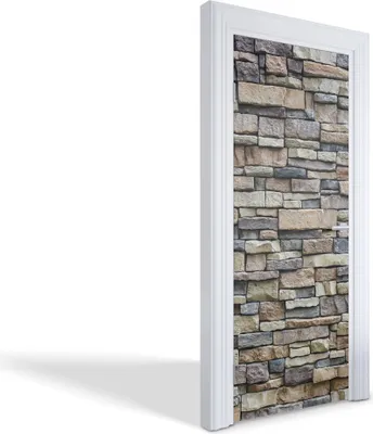 Produktbild von Türdeko Aufkleber Selbstklebende Wandsticker Personalisiert - Steinmauer - 85 x 205 cm