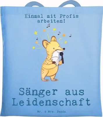 Produktbild von Mr. & Mrs. Panda Schultasche Sänger Leidenschaft - Sky Blue - Geschenk, totebag, Shopping Tasche, Beutel, Tote Bag