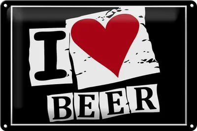 Produktbild von Blechschild  I Love Beer, 30x20 cm, Blechschilder Spruch Getränk, Alkohol, Bier