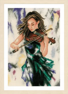 Image de Kit de point de croix Lanarte « Relax to the Music » sur toile Aida ou Evenweave. Magnifique motif, kit complet de broderie haut de gamme comprenant du fil DMC, de la toile Zweigart et le diagramme. Superbe décoration d'intérieur. Idéal comme cadeau.