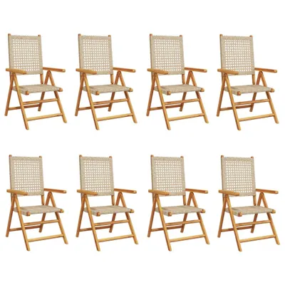 Produktbild von Gartenstuhl Verstellbar 8 Stk. Beige Poly Rattan Massivholz