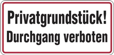 Produktbild von Dreifke® Hinweisschild, Privatgrundstück! Durchgang verboten, 170x350mm, Alu ...