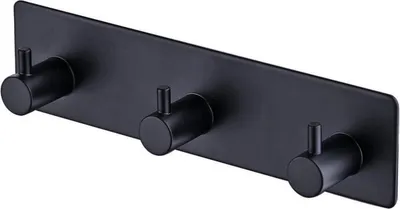 Produktbild von CHPN - Handtuchhaken - Multifunktional - Selbstklebende Haken - Hakenset - 3 Haken in 1 - Schwarz - Wandhaken - Haken - Badezimmerhaken - Küchenhaken